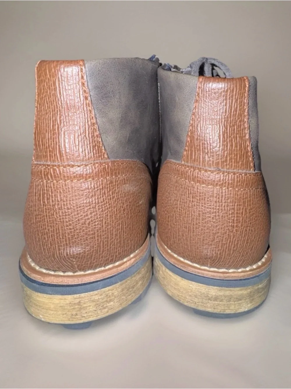 Global Win Tan Black Gray Leather Fashion Ankle Boots Round Toe Zipper Men’s 7.5